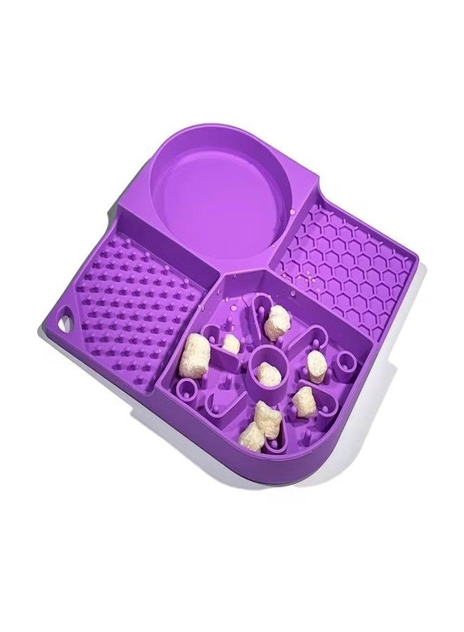 ROMILAS Pet Food Bowl - Food Grade Flexible Licking Mat with 4 Slots Design, Suction Cups for Stability, Reusable and Odor-Free Slow Feeder for Dogs and Cats, Pet Supplies - Image 1